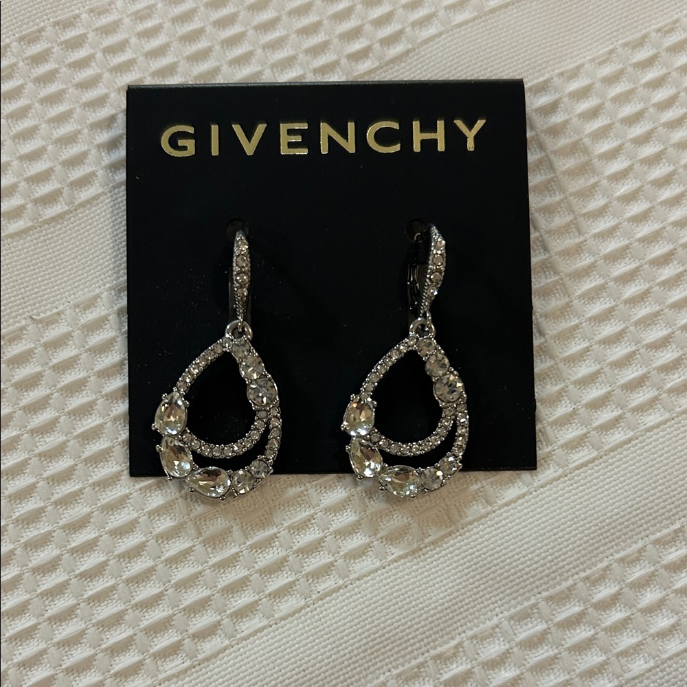 Givenchy Silver Teardrop Crystal Earrings Beautiful Gift ❤️ - Picture 2 of 5